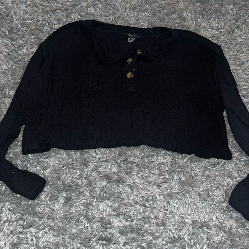 forever 21 waffle cropped long sleeve size large